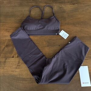 Lululemon Align Pant 25” & Flow Y Bra 2 Piece Matching Set  Size 6 Sequoia NEW